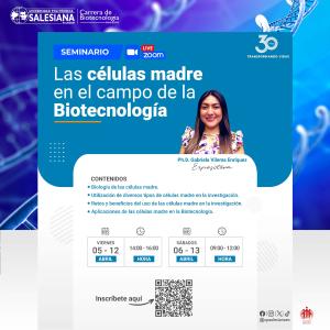 Afiche promocional del Seminario: Las células madre en el campo de la Biotecnología